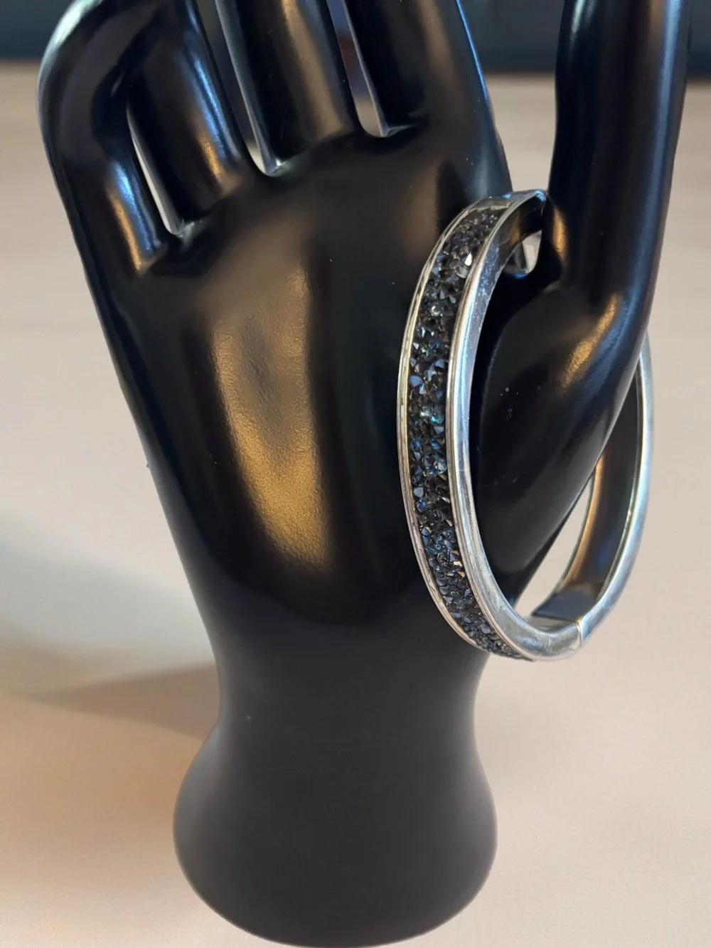 Brighton Blue Drusy Hinged Bangle Bracelet - blue crystals